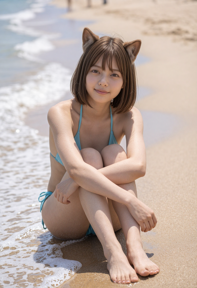 波打ち際のハニーたん